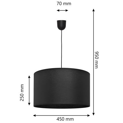 Κρεμαστό φωτιστικό οροφής ALBA 1xE27/15W/230V δ. 45 cm μαύρο