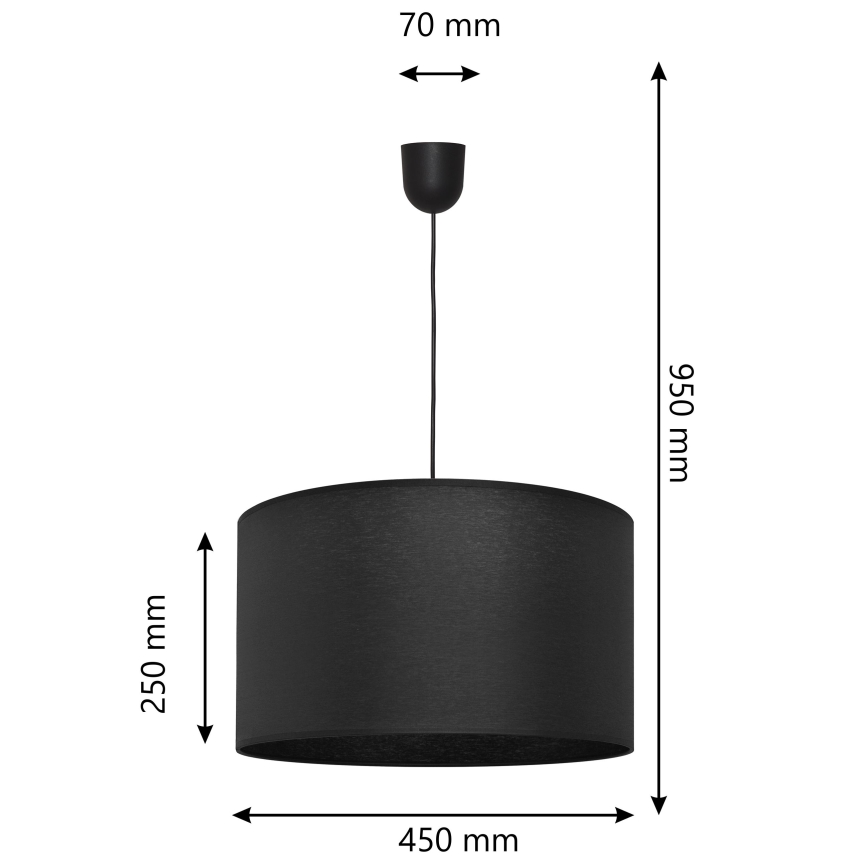 Κρεμαστό φωτιστικό οροφής ALBA 1xE27/15W/230V δ. 45 cm μαύρο