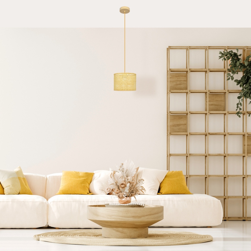 Κρεμαστό φωτιστικό οροφής ALBA 1xE27/15W/230V διάμετρος 20 cm rattan