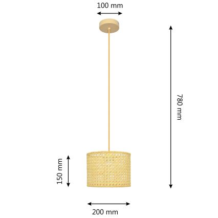Κρεμαστό φωτιστικό οροφής ALBA 1xE27/15W/230V διάμετρος 20 cm rattan