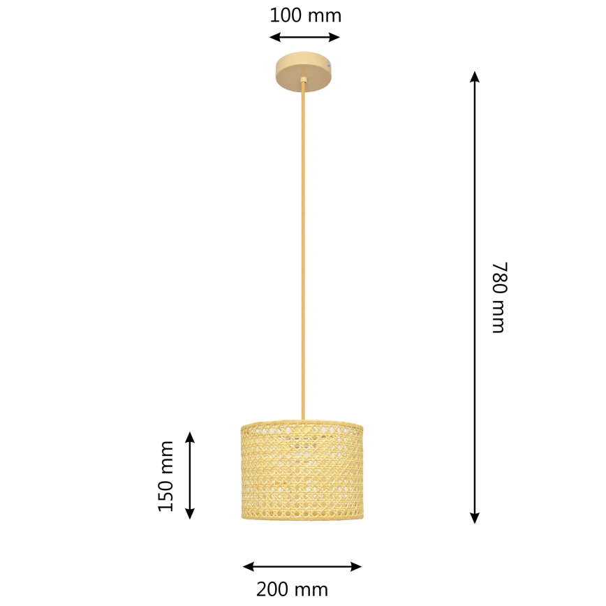 Κρεμαστό φωτιστικό οροφής ALBA 1xE27/15W/230V διάμετρος 20 cm rattan