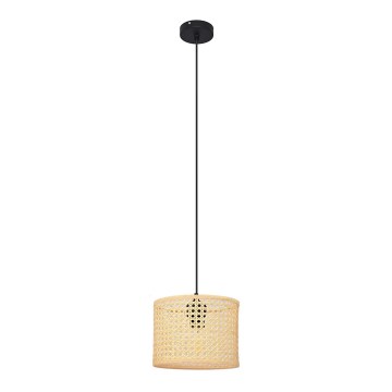 Κρεμαστό φωτιστικό οροφής ALBA 1xE27/15W/230V διάμετρος 20 cm rattan/μαύρο