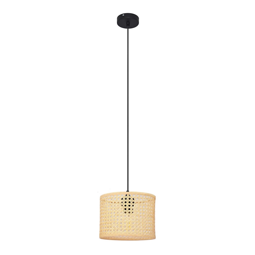 Κρεμαστό φωτιστικό οροφής ALBA 1xE27/15W/230V διάμετρος 20 cm rattan/μαύρο
