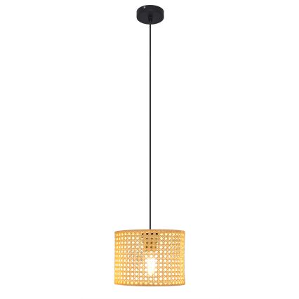 Κρεμαστό φωτιστικό οροφής ALBA 1xE27/15W/230V διάμετρος 20 cm rattan/μαύρο