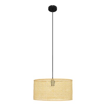 Κρεμαστό φωτιστικό οροφής ALBA 1xE27/15W/230V διάμετρος 40 cm rattan/μαύρο