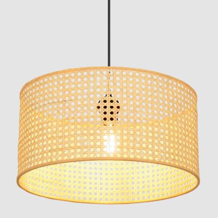 Κρεμαστό φωτιστικό οροφής ALBA 1xE27/15W/230V διάμετρος 40 cm rattan/μαύρο
