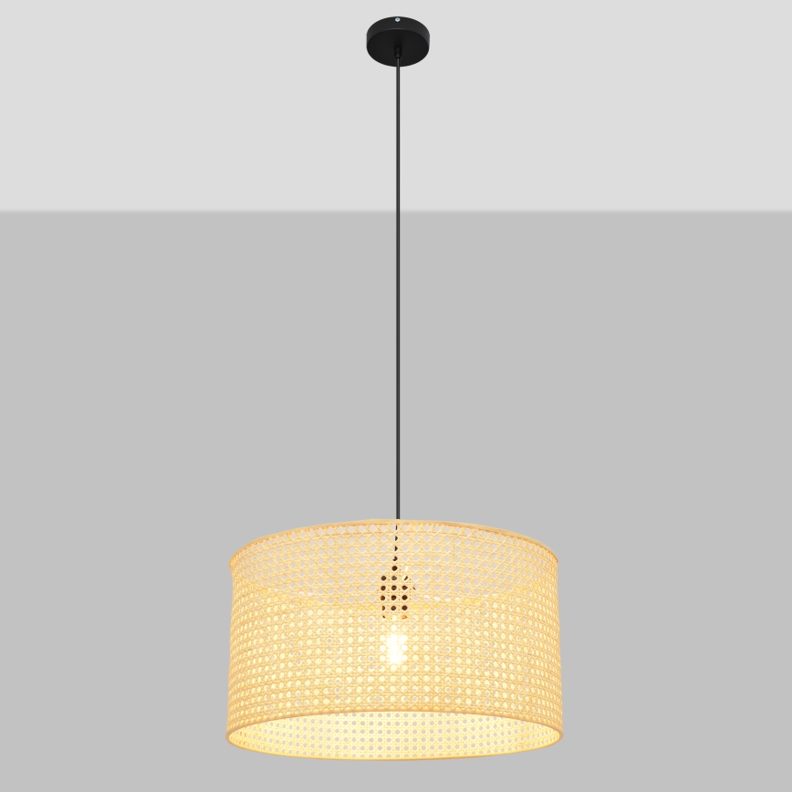 Κρεμαστό φωτιστικό οροφής ALBA 1xE27/15W/230V διάμετρος 45 cm rattan/μαύρο