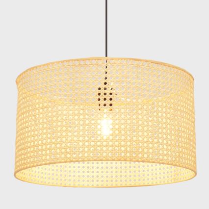 Κρεμαστό φωτιστικό οροφής ALBA 1xE27/15W/230V διάμετρος 45 cm rattan/μαύρο