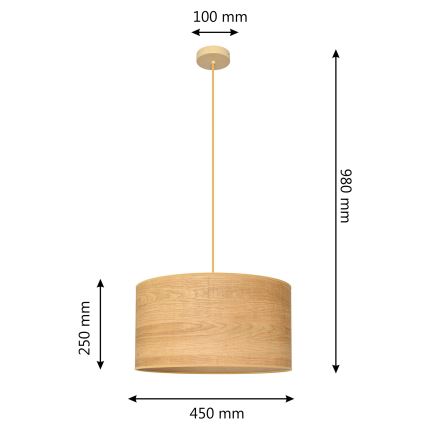 Κρεμαστό φωτιστικό οροφής ALBA 1xE27/15W/230V διάμετρος 45 cm καφέ