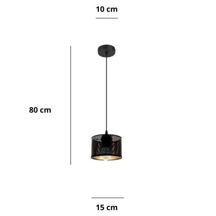 Κρεμαστό φωτιστικό οροφής ALDO 1xE27/60W/230V διάμετρος 15 cm μαύρο