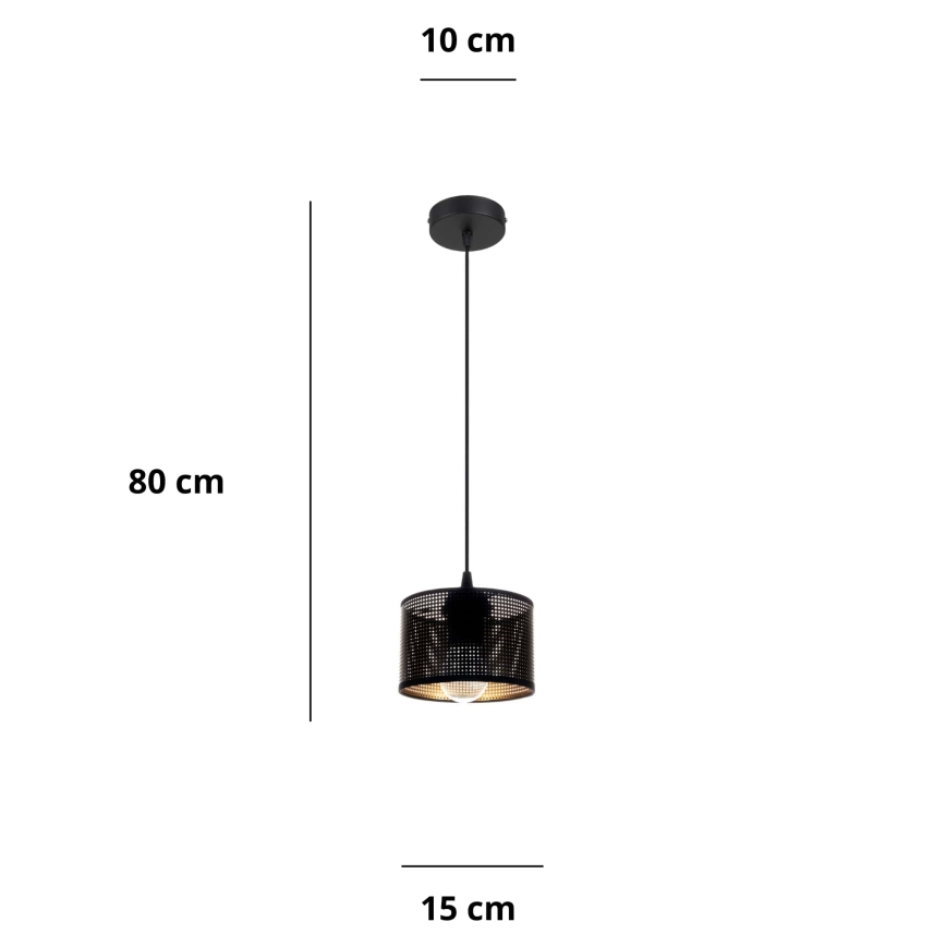 Κρεμαστό φωτιστικό οροφής ALDO 1xE27/60W/230V διάμετρος 15 cm μαύρο