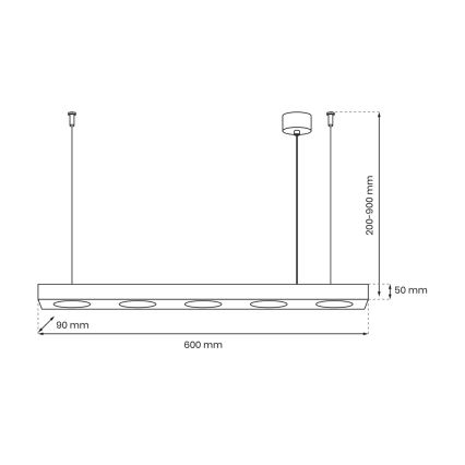 Κρεμαστό φωτιστικό οροφής ALEXANDER 5xGX53/12W/230V μαύρο