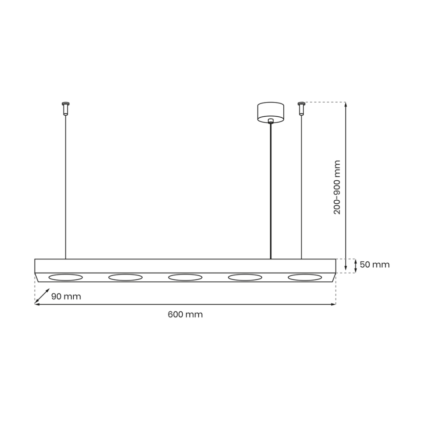 Κρεμαστό φωτιστικό οροφής ALEXANDER 5xGX53/12W/230V μαύρο