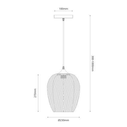 Κρεμαστό φωτιστικό οροφής ALMA 1xE27/60W/230V διάμετρος 23 cm μπαμπού