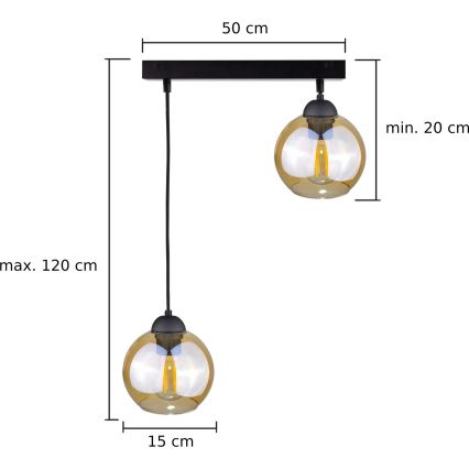 Κρεμαστό φωτιστικό οροφής AMBRE BLACK 2xE27/60W/230V
