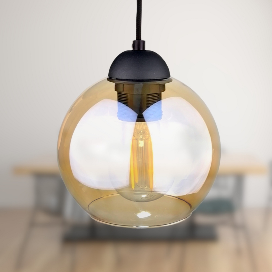 Κρεμαστό φωτιστικό οροφής AMBRE BLACK 3xE27/60W/230V μαύρο/φιμέ καφέ