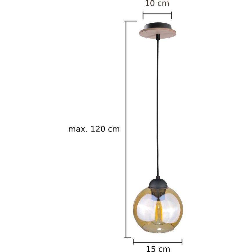 Κρεμαστό φωτιστικό οροφής AMBRE WOOD 1xE27/60W/230V