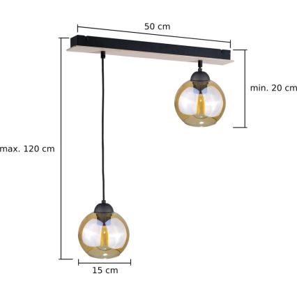 Κρεμαστό φωτιστικό οροφής AMBRE WOOD 2xE27/60W/230V