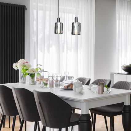 Κρεμαστό φωτιστικό οροφής ARCADIA 1xE27/60W/230V διάμετρος 13 cm μαύρο/φιμέ