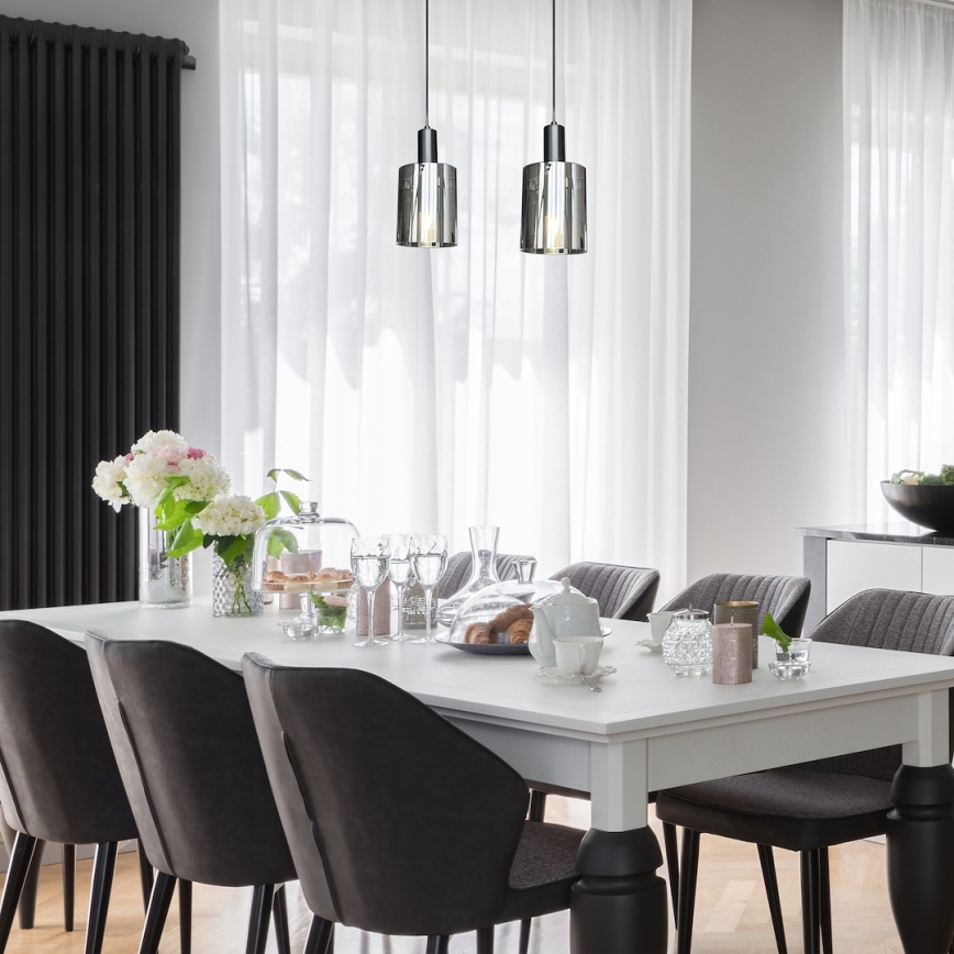 Κρεμαστό φωτιστικό οροφής ARCADIA 1xE27/60W/230V διάμετρος 13 cm μαύρο/φιμέ