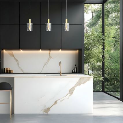 Κρεμαστό φωτιστικό οροφής ARCADIA 1xE27/60W/230V διάμετρος 13 cm χρυσό/φιμέ