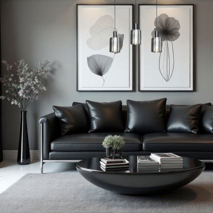 Κρεμαστό φωτιστικό οροφής ARCADIA 3xE27/60W/230V μαύρο/φιμέ