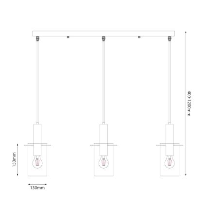 Κρεμαστό φωτιστικό οροφής ARCADIA 3xE27/60W/230V χρυσό/φιμέ