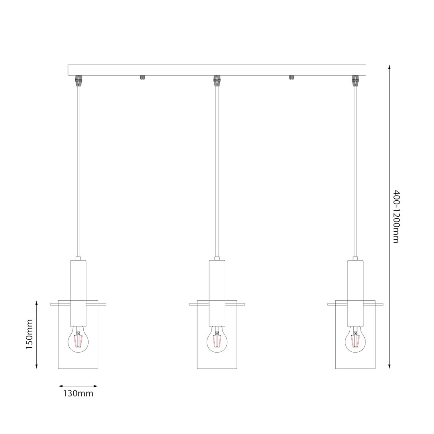 Κρεμαστό φωτιστικό οροφής ARCADIA 3xE27/60W/230V χρυσό/φιμέ