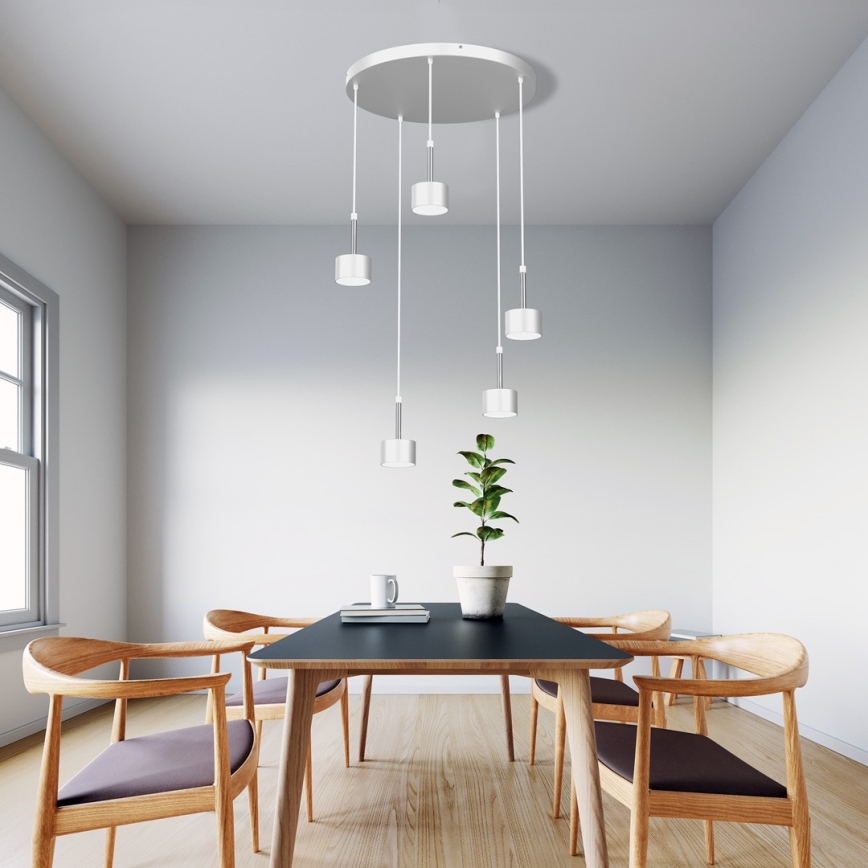 Κρεμαστό φωτιστικό οροφής ARENA 5xGX53/11W/230V λευκό/γυαλιστερό χρώμιο