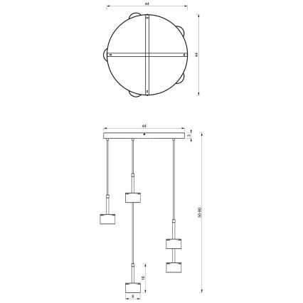 Κρεμαστό φωτιστικό οροφής ARENA 5xGX53/11W/230V λευκό/χρώμιο