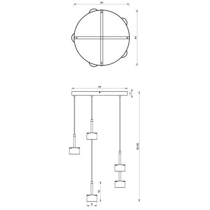 Κρεμαστό φωτιστικό οροφής ARENA 5xGX53/11W/230V μαύρο/γυαλιστερό χρώμιο