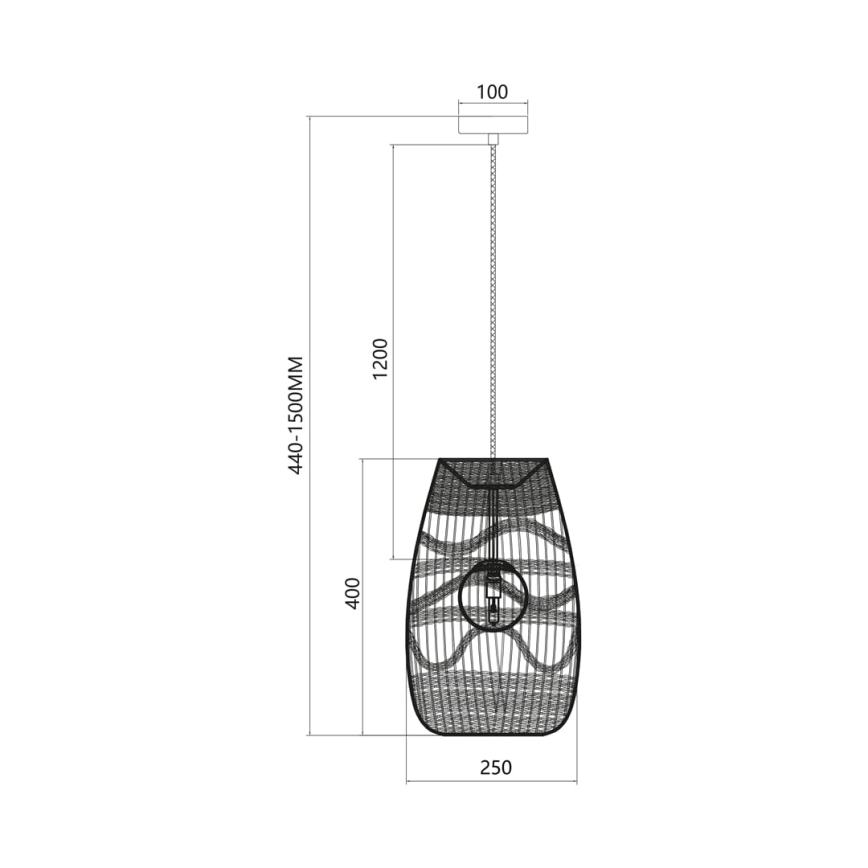 Κρεμαστό φωτιστικό οροφής ARONA 1xG9/9W/230V διάμετρος 25 cm rattan/μαύρο