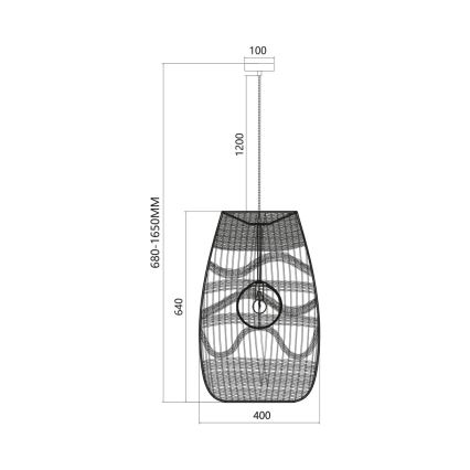 Κρεμαστό φωτιστικό οροφής ARONA 1xG9/9W/230V διάμετρος 40 cm rattan/μπεζ