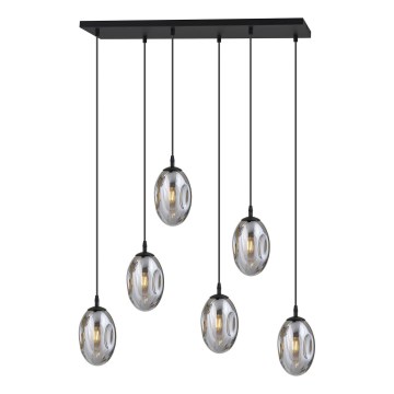 Κρεμαστό φωτιστικό οροφής ASTRAL 6xE14/10W/230V μαύρο/φιμέ
