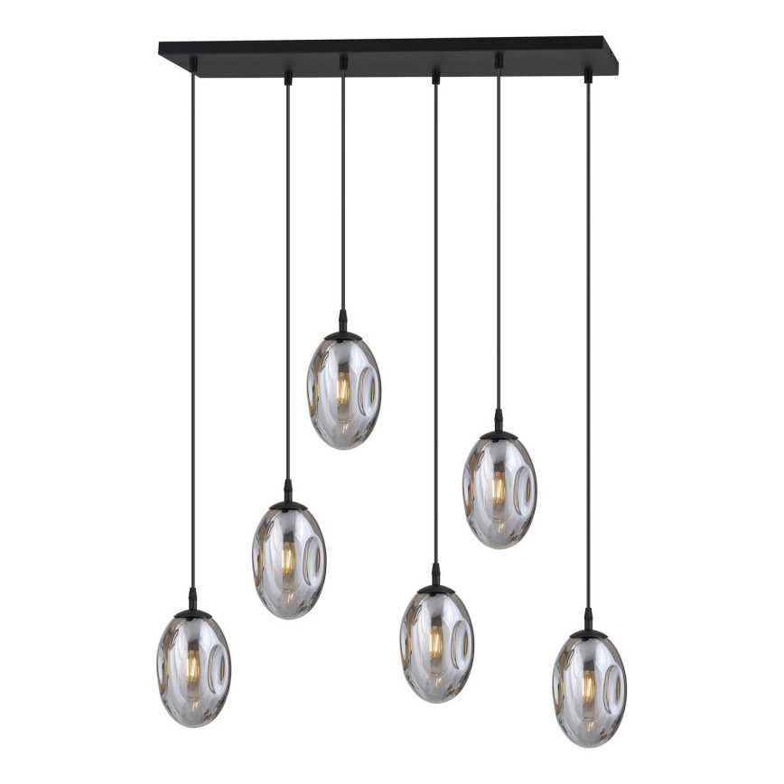 Κρεμαστό φωτιστικό οροφής ASTRAL 6xE14/10W/230V μαύρο/φιμέ