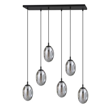 Κρεμαστό φωτιστικό οροφής ASTRAL 6xE14/10W/230V μαύρο/φιμέ