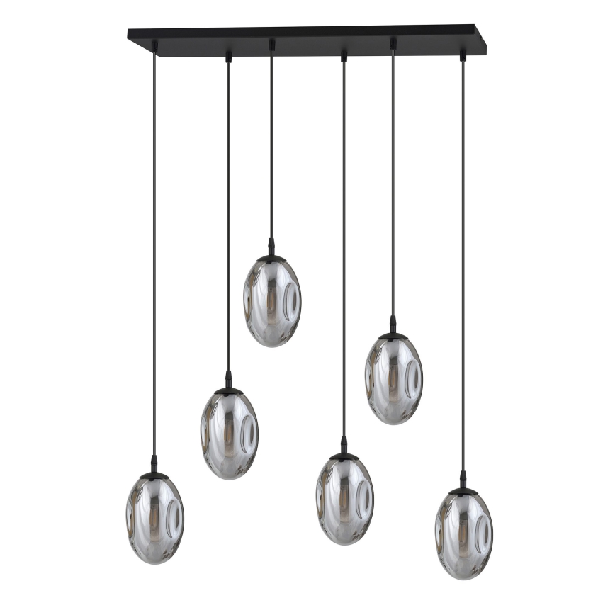 Κρεμαστό φωτιστικό οροφής ASTRAL 6xE14/10W/230V μαύρο/φιμέ