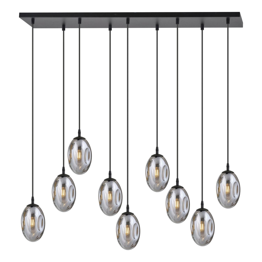 Κρεμαστό φωτιστικό οροφής ASTRAL 9xE14/10W/230V μαύρο/φιμέ
