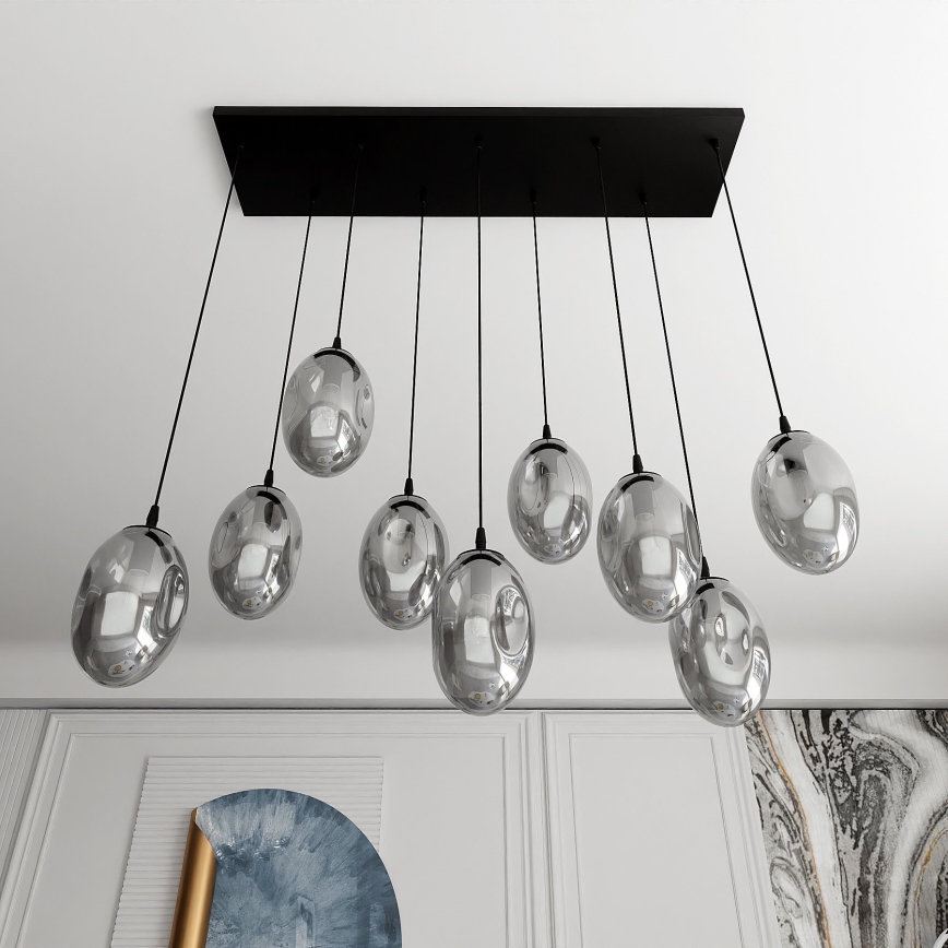 Κρεμαστό φωτιστικό οροφής ASTRAL 9xE14/10W/230V μαύρο/φιμέ