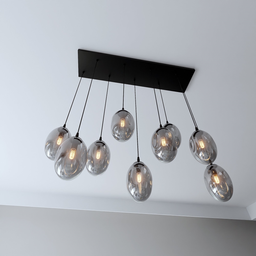 Κρεμαστό φωτιστικό οροφής ASTRAL 9xE14/10W/230V μαύρο/φιμέ