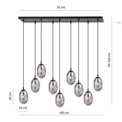 Κρεμαστό φωτιστικό οροφής ASTRAL 9xE14/10W/230V μαύρο/φιμέ