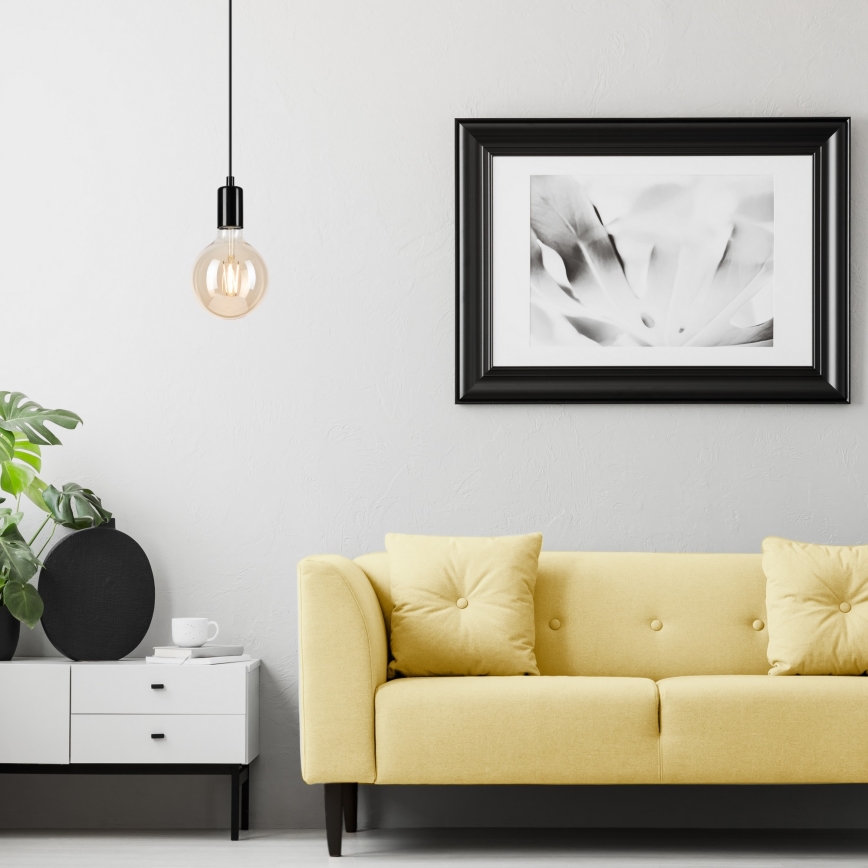 Κρεμαστό φωτιστικό οροφής ASTRID 1xE27/60W/230V γυαλιστερό μαύρο