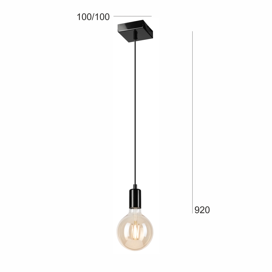 Κρεμαστό φωτιστικό οροφής ASTRID 1xE27/60W/230V γυαλιστερό μαύρο