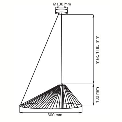 Κρεμαστό φωτιστικό οροφής AURORA 1xE27/20W/230V διάμετρος 60 cm μαύρο