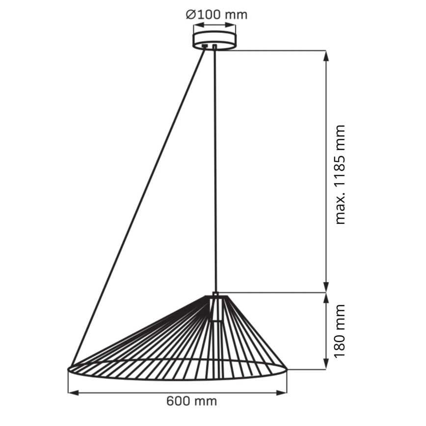 Κρεμαστό φωτιστικό οροφής AURORA 1xE27/20W/230V διάμετρος 60 cm μαύρο