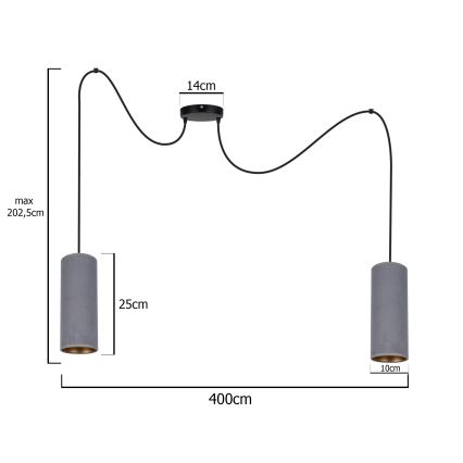 Κρεμαστό φωτιστικό οροφής AVALO 2xE27/60W/230V spider γκρι
