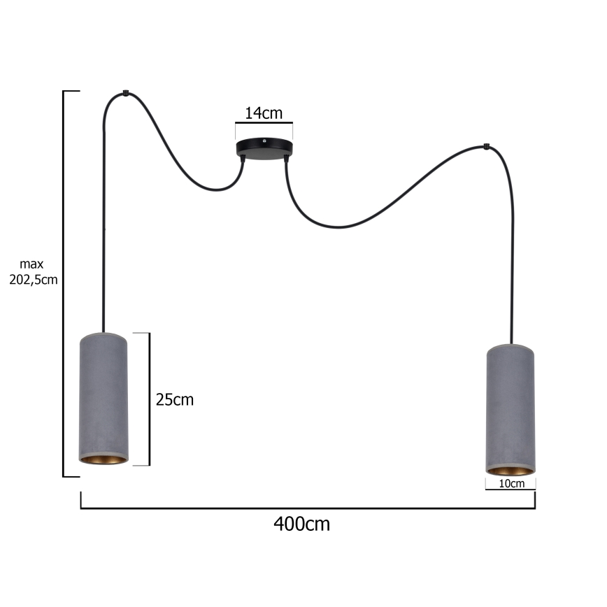 Κρεμαστό φωτιστικό οροφής AVALO 2xE27/60W/230V spider γκρι