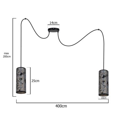 Κρεμαστό φωτιστικό οροφής AVALO 2xE27/60W/230V spider γκρι/μαύρο