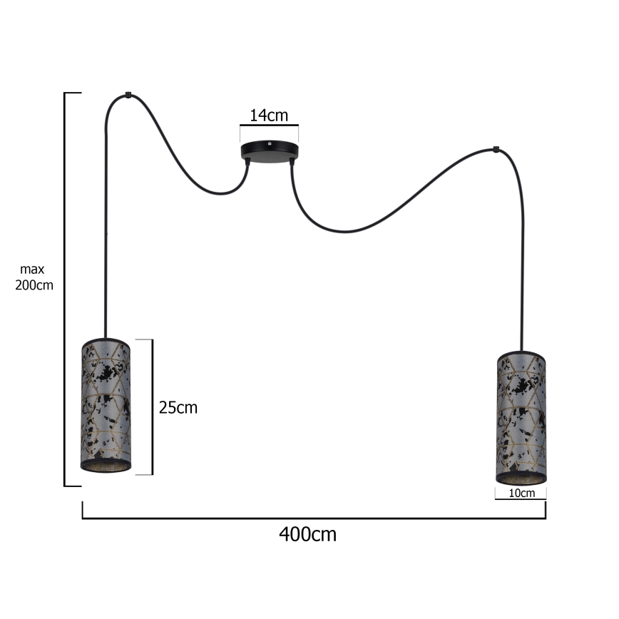 Κρεμαστό φωτιστικό οροφής AVALO 2xE27/60W/230V spider γκρι/μαύρο