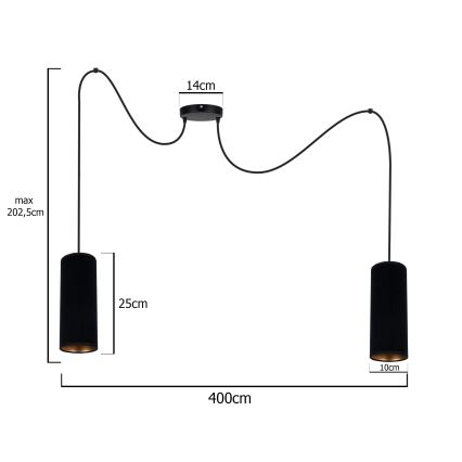 Κρεμαστό φωτιστικό οροφής AVALO 2xE27/60W/230V spider μαύρο
